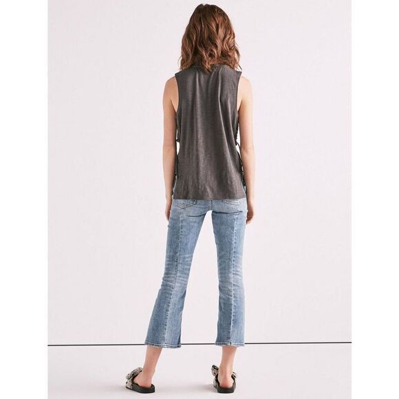 Lucky Brand KISS Band Tank Glitter Lettering Star Tank Side Tie Grey Size Large - Picture 9 of 10